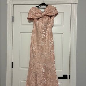 Elegant Peach  Bow Evening Gown